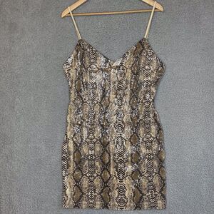NWT Endless Rose Sequin Slip Mini Dress Snake Reptile Womens Bodycon M Stretch